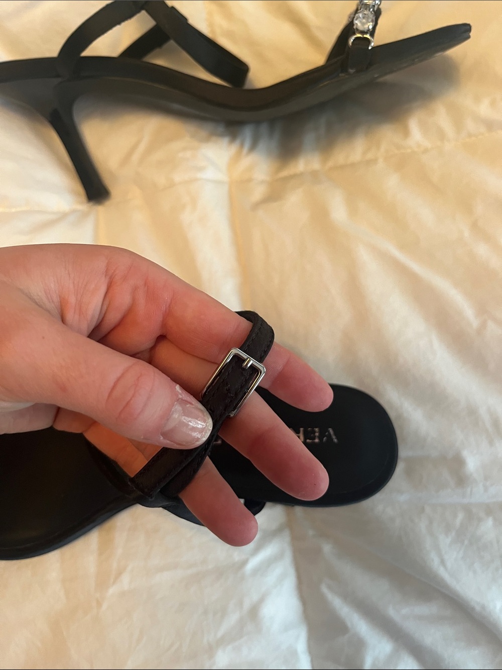 Vero Moda Black Crystal-Strap Square-Toe Heels - Picture 4 of 5